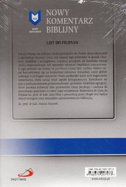 NKB List do Filipian NT XI - ks Jan Flis - oprawa twarda
