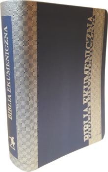Biblia Ekumeniczna z księgami deuterokanonicznymi srebrne brzegi kartek niebieska MK