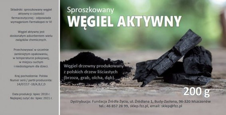 Medyczny węgiel drzewny aktywny sproszkowany - 200g