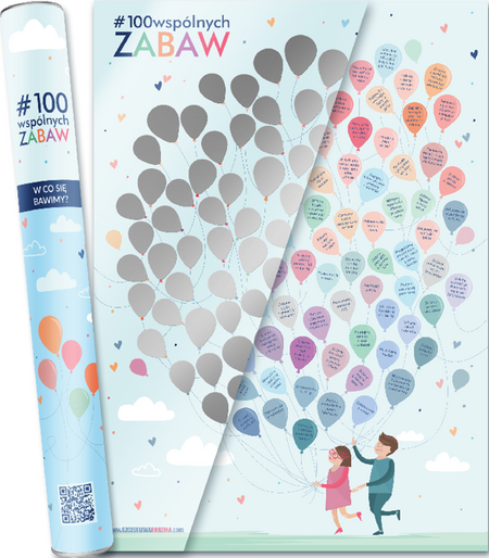 Plakat ze zdrapką dla dzieci. 100 wspólnych zabaw - w tubie