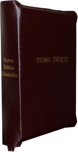 Nowa Biblia Gdańska NBG zamek skóra index brąz