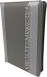 Biblia Ekumeniczna bez ksiąg deuterokanonicznych, skórzana, zamek, srebrzenia, oprawa miękka, szara