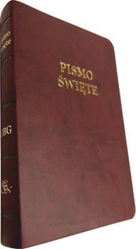 Uwspółcześniona Biblia Gdańska UBG średnia ekoskóra PU F0 złoto bordo