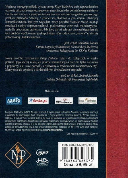 Księga Psalmów Nowy przekład dynamiczny (NPD) CD/MP3
