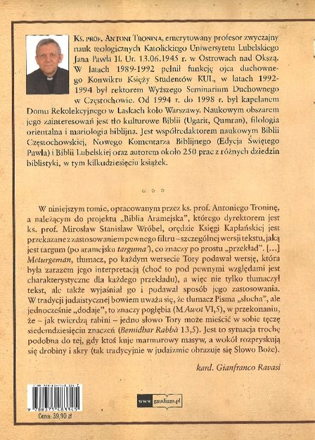 Biblia Aramejska Księga Kapłańska tom 3 - ks. Antoni Tronina - oprawa miękka