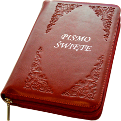 Biblia Tysiąclecia mała index skóra zamek oazowa bordowa