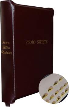 Nowa Biblia Gdańska NBG zamek skóra index brąz