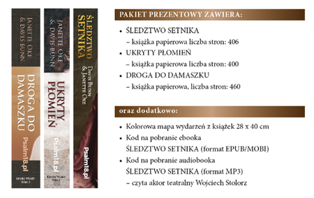 Kroki Wiary - Śledztwo Setnika, Ukryty Płomień, Droga do Damaszku + Mapa + Bonusy - BOX - Janette Oke i Davis Bunn