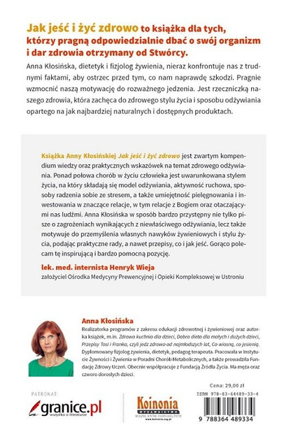Jak jeść i żyć zdrowo. Zadbaj o swój organizm we współpracy ze Stwórcą - Anna Kłosińska - oprawa miękka