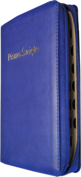 Biblia Stare i Nowe Przymierze EIB Liga Biblijna średnia A5 ekoskóra PU zamek złoto index niebieska