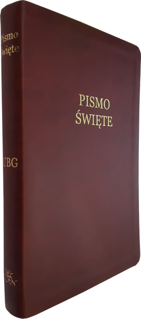 Uwspółcześniona Biblia Gdańska UBG średnia ekoskóra PU F1 złoto bordo - gruby papier