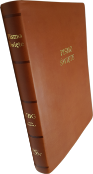 Uwspółcześniona Biblia Gdańska UBG duża ekoskóra PU F2 złoto duża czcionka brąz