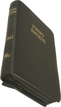 Uwspółcześniona Biblia Gdańska UBG F1 średnia skóra zamek złoto czarna