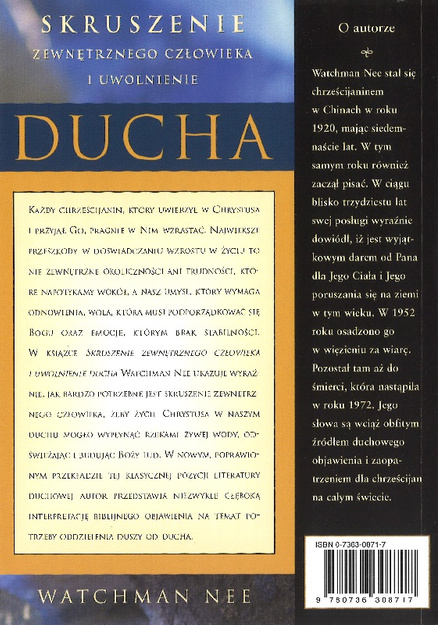 Skruszenie zewnętrznego człowieka i uwolnienie ducha - Watchman Nee
