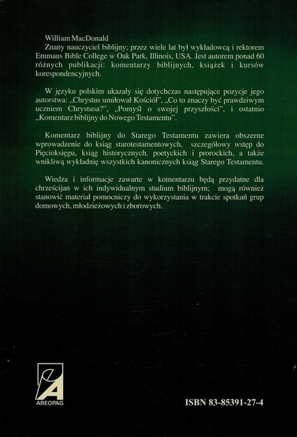 Komentarz Biblijny do Starego Testamentu - William MacDonald - skórzana ekskluzywna oprawa ze złoceniami
