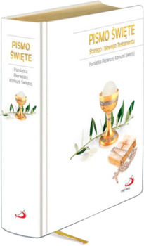 Biblia Edycja Świętego Pawła duża twarda złoto Pamiątka Pierwszej Komunii Świętej biała