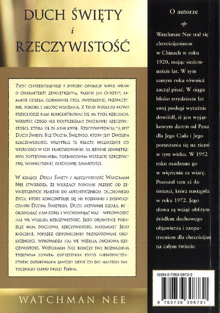 Duch Święty i rzeczywistość - Watchman Nee - oprawa miękka